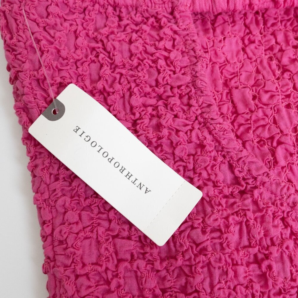 Anthropologie Strapless Smocked Cover Up Gauze Dress Hot Pink XS/ S - Picture 7 of 14